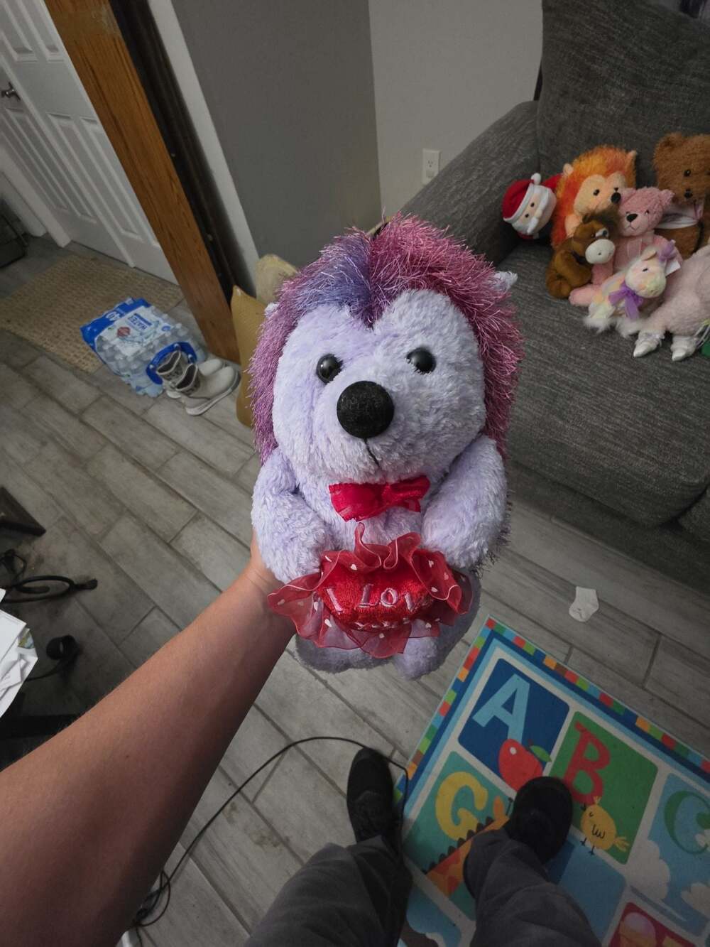 Aurora World Valentine's Day Hedgehog Plush with I Love You Heart
